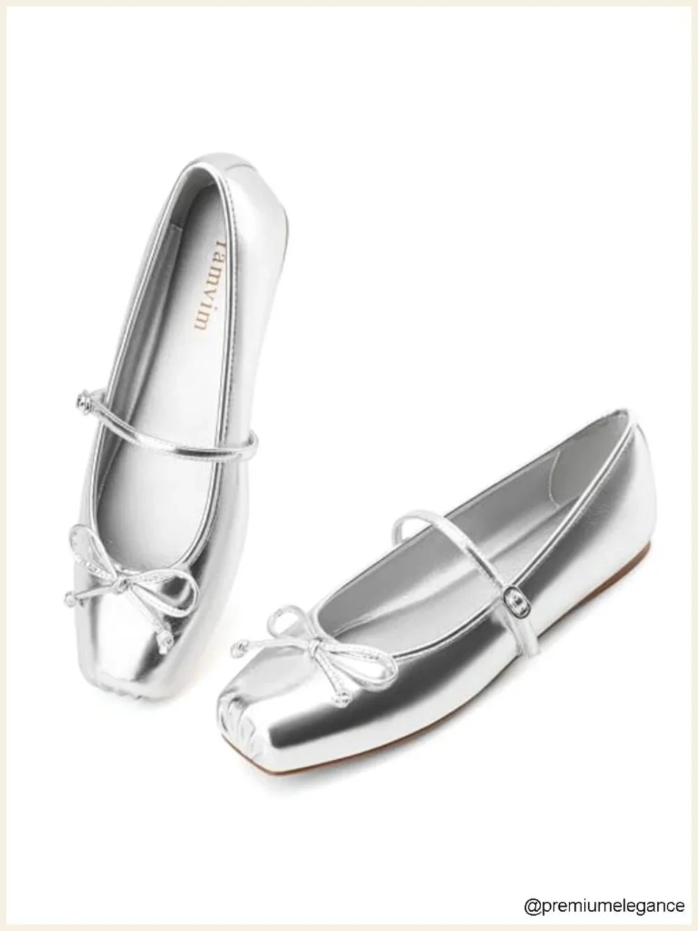 Square Toe Mary Jane Ballet Flats with Bow Buckle Strap – Cushioned PU